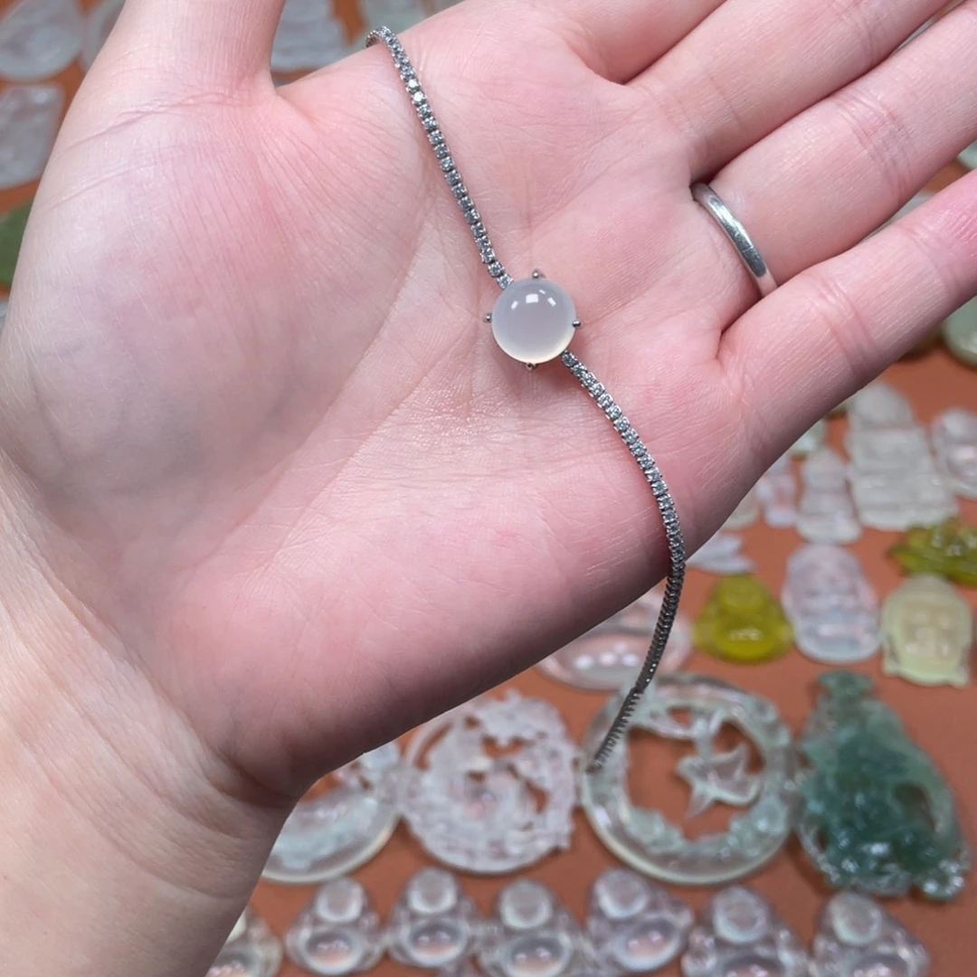 蛇纹石玉银S925镶嵌颈饰