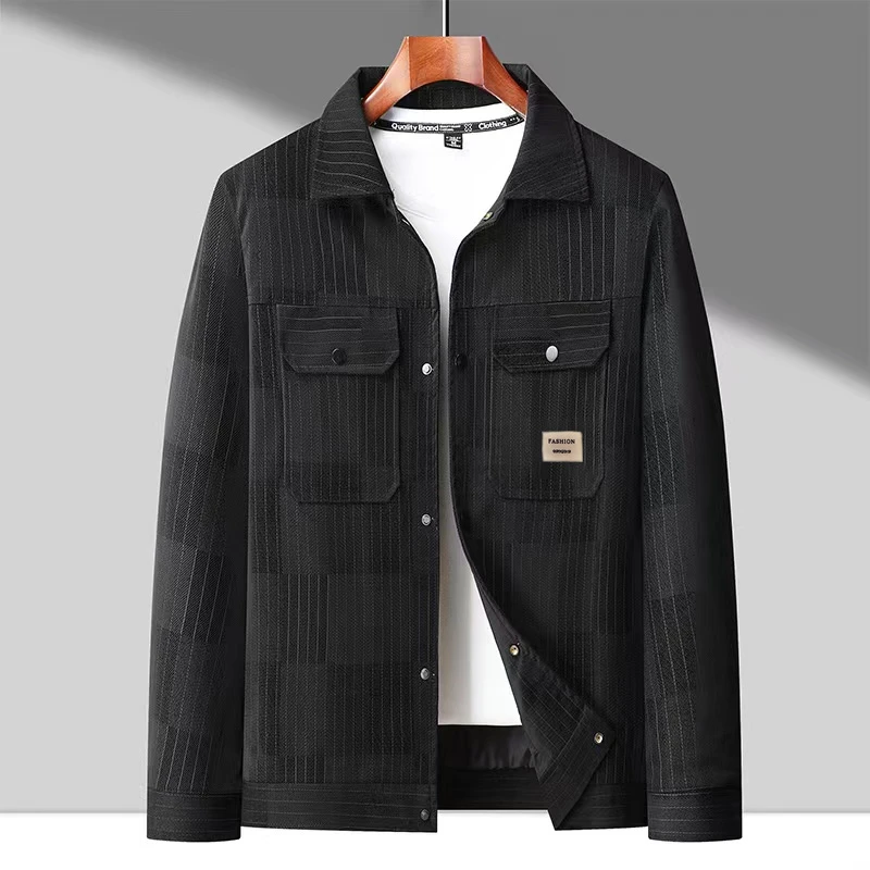 美·豪爵保罗春秋季男士夹克潮流休闲竖条纹翻领百搭863601