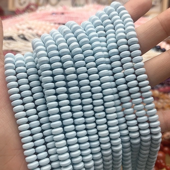 玛瑙/玉髓珠宝半成品未镶嵌一条7mm左右松石药片珠