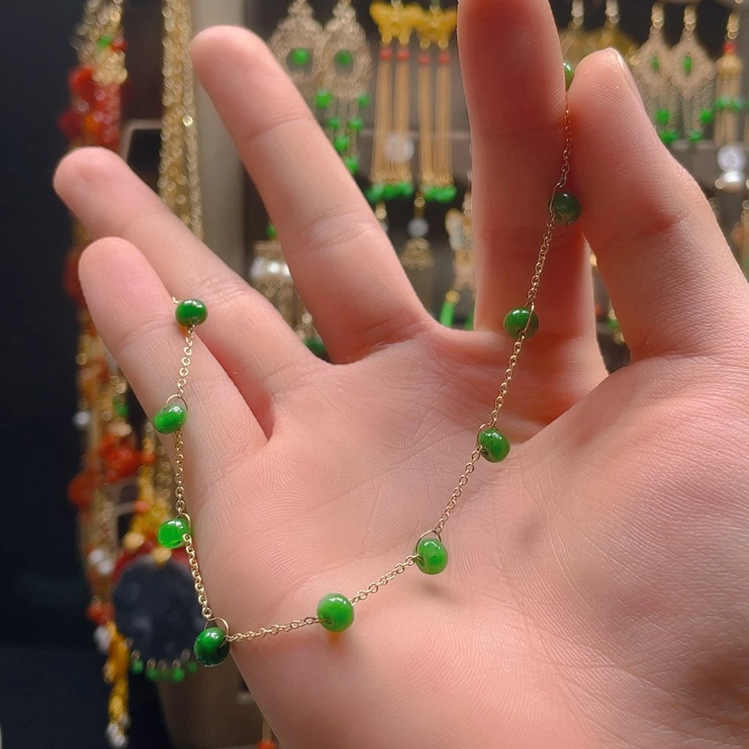 翡翠耳饰合金翡翠