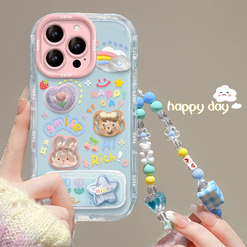云朵公仔手链适用苹果15华为vivo/oppo小米iPhone果冻奶油手机壳