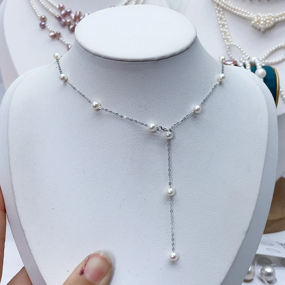 颈饰银S925镶嵌淡水珍珠