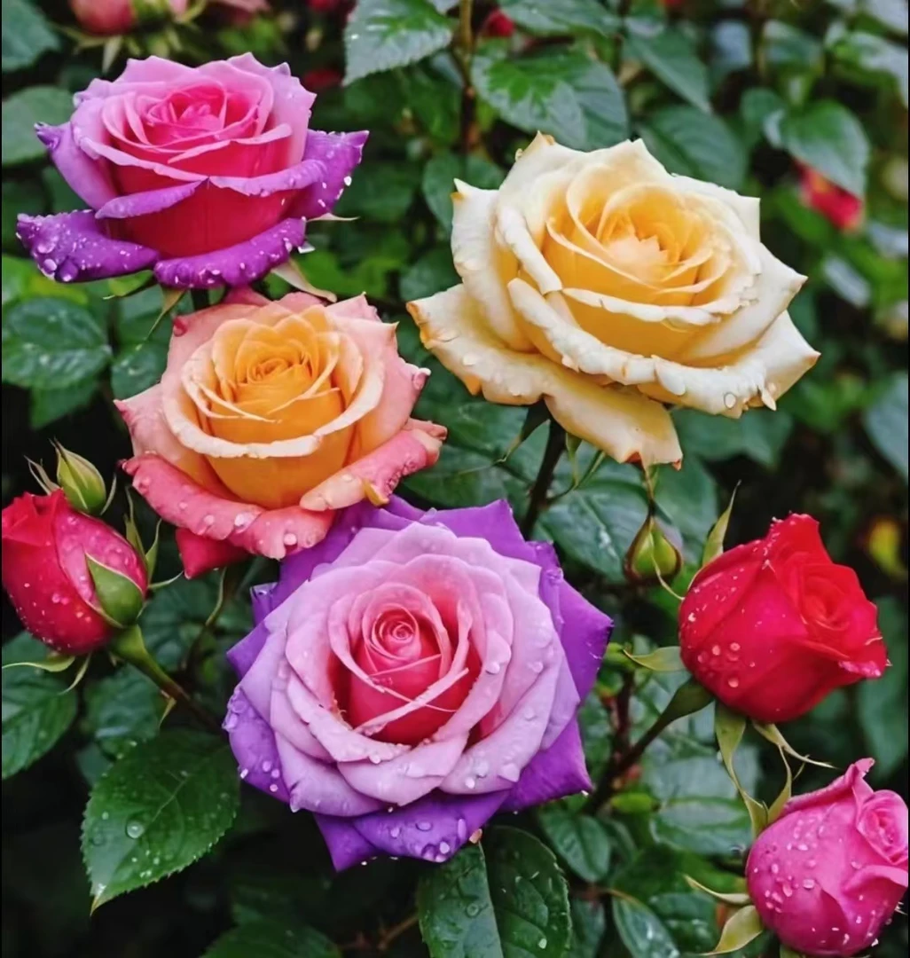 多色树桩月季大花