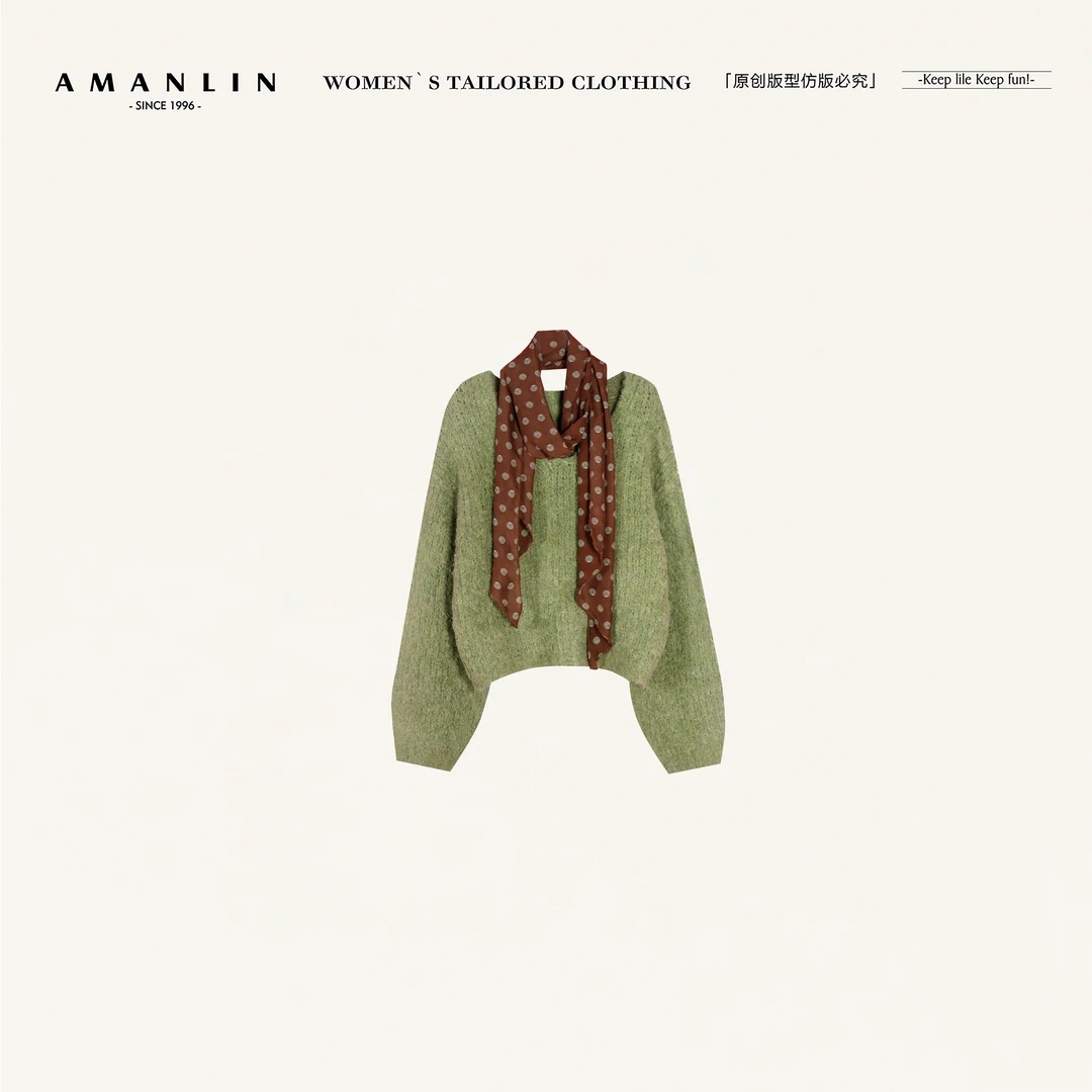 AMANLIN/阿谩琳琥珀流光法式软糯套头宽松百搭显瘦毛衣TY601966