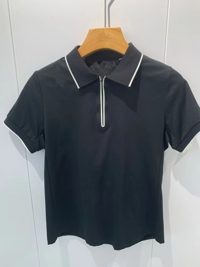 女款半拉链修身短袖