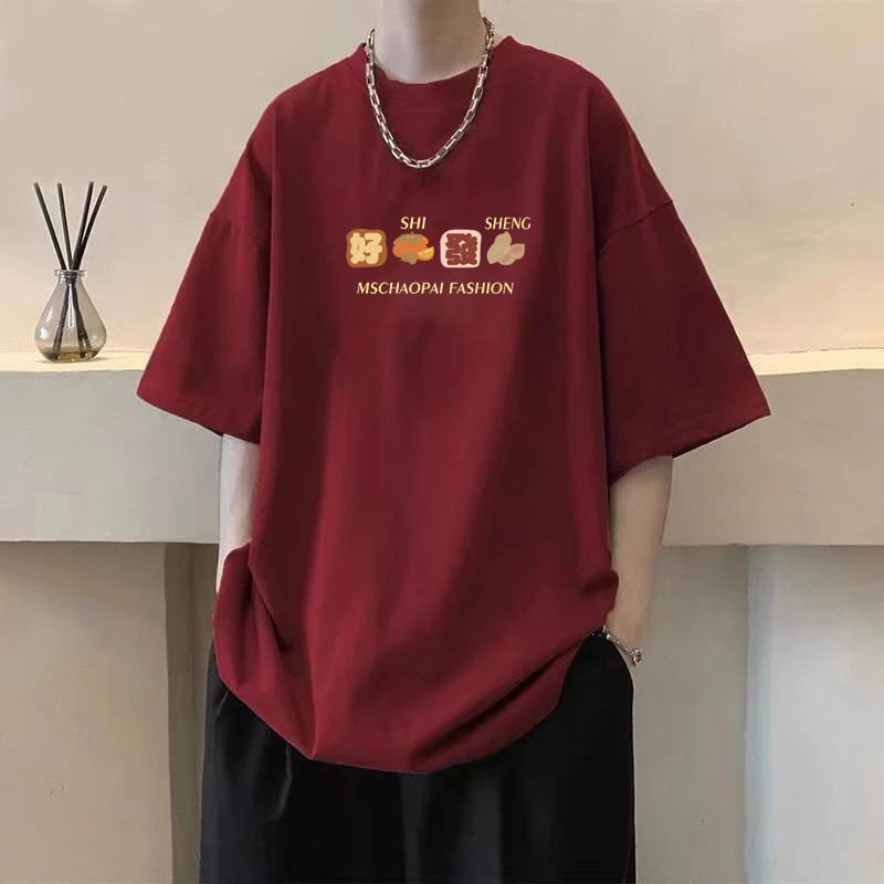 潮牌纯棉短袖男t恤痞帅大码宽松美式情侣半袖男女同款学生上衣服