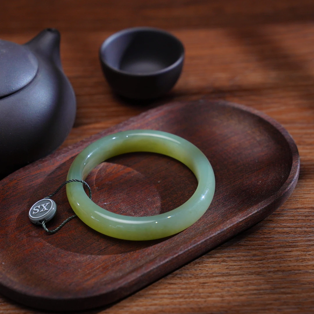 【睿泽鉴宝】和田玉晴水手镯（53-59#）11*10mm  XS3072