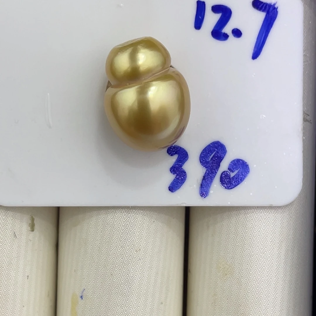 海水珍珠裸珠12.7mm炫彩金巴