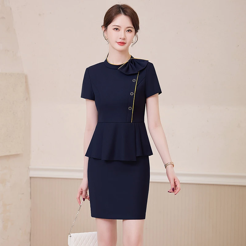 夏季薄款职业西装套装女空姐制服酒店前台接待工作装珠宝店工作服