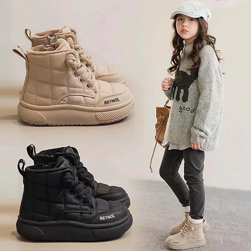 儿童雪地靴女童加绒加厚棉鞋2025冬季新款男童保暖冬鞋子防水棉靴