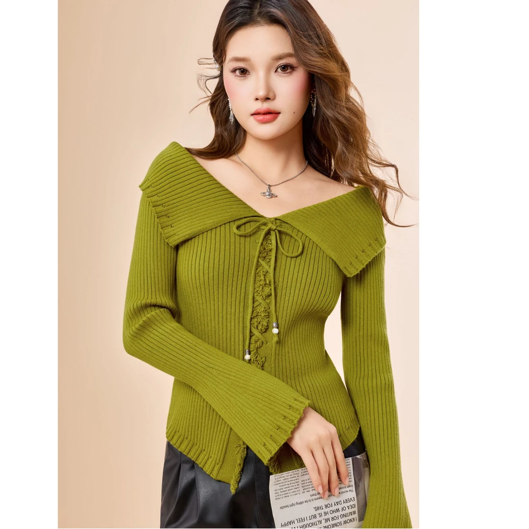 IEF/爱依服2025秋冬季新款纯欲性感设计修身显瘦百搭毛织上衣