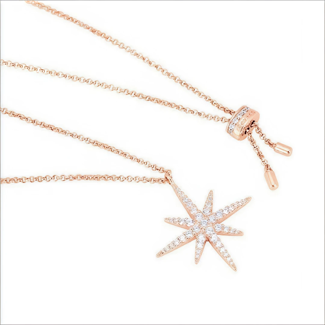 八芒星抽拉项链设计轻奢气质 8090