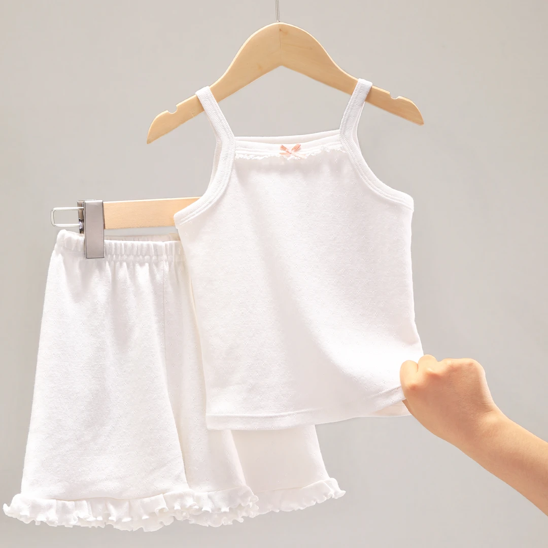 女童纯棉睡衣儿童家居服背心吊带套装冰丝女孩宝宝夏季薄款 3012