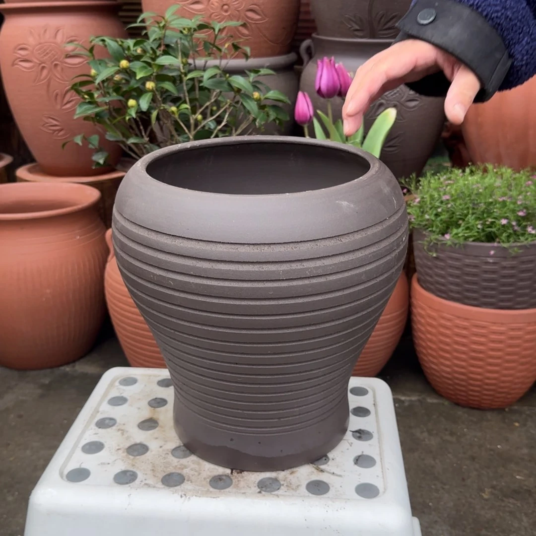 紫砂花盆口20高27宜兴紫砂