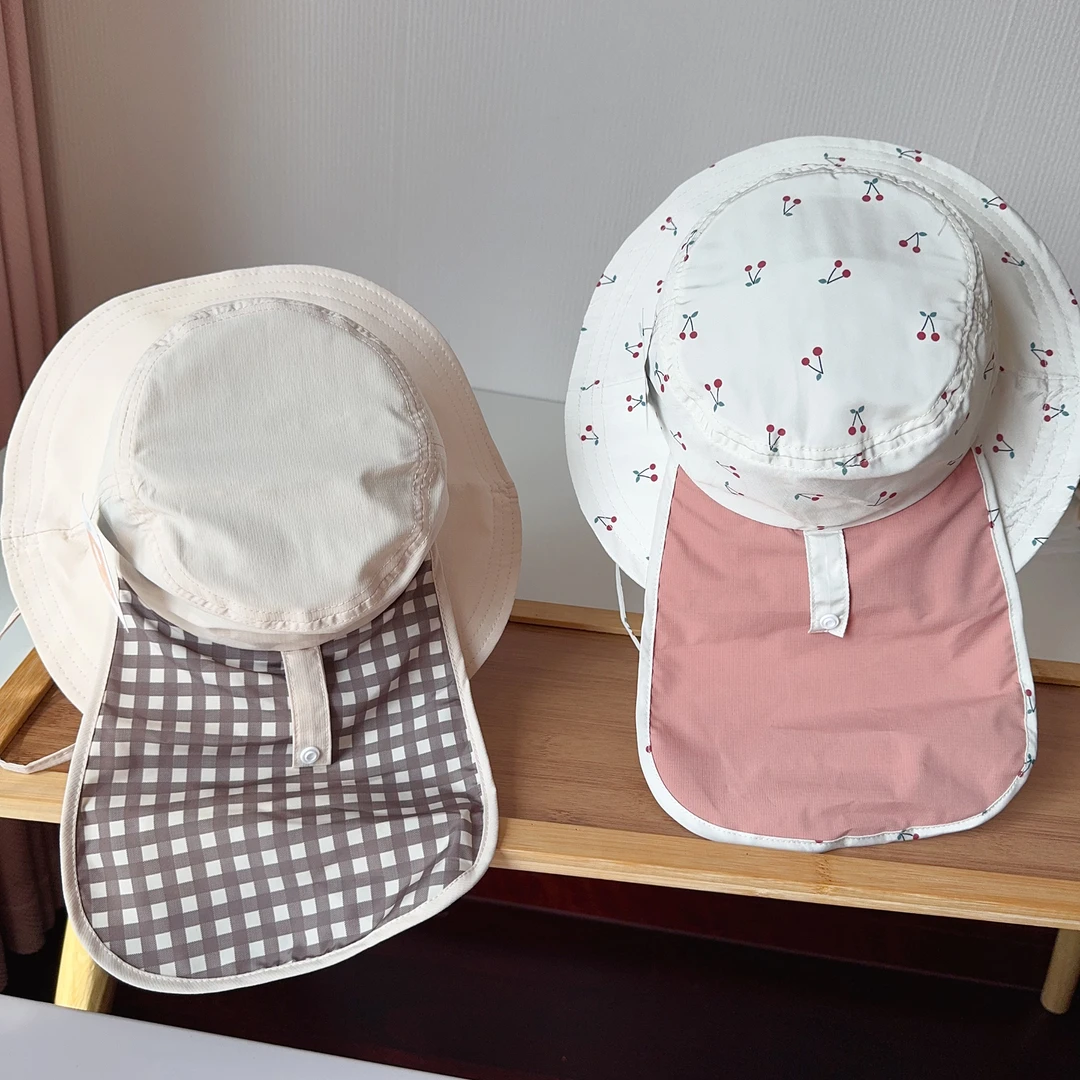 宝宝帽子披肩防晒海边360度大帽檐速干遮阳女童太阳帽1-3-6岁小孩