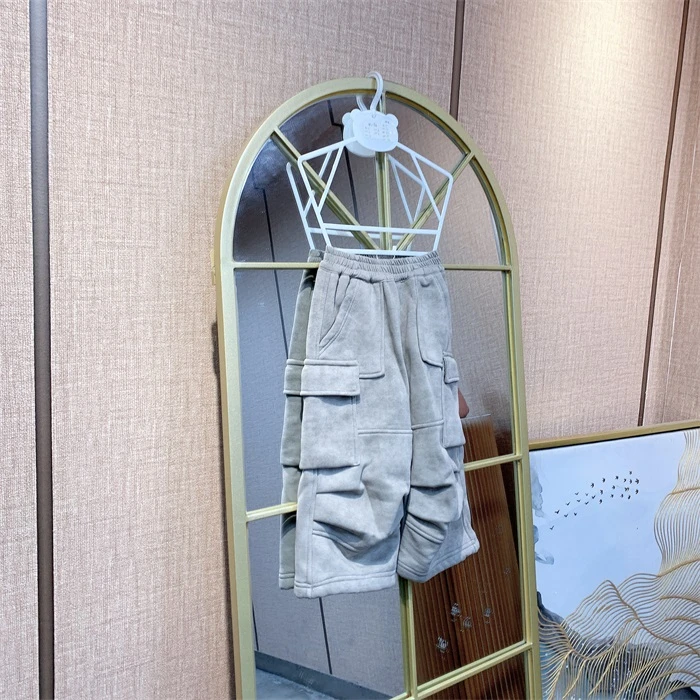 AG296   宝宝杏色加绒厚裤子