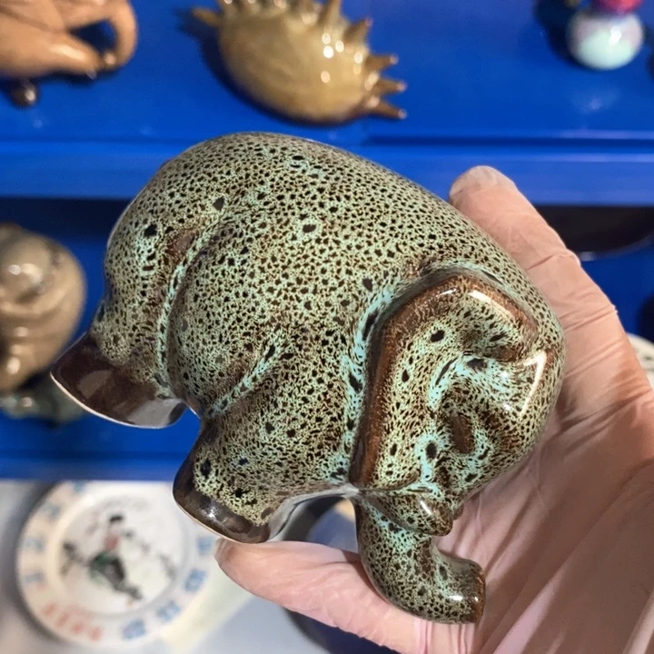 瓷片窑变小象摆件