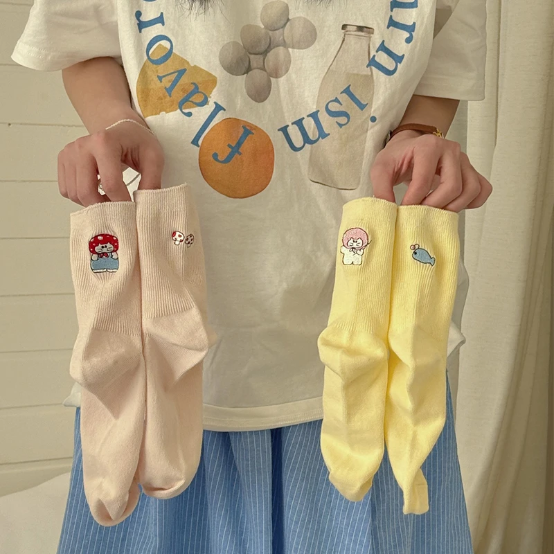 可爱卡通袜子女短袜春秋短袜纯棉后跟刺绣ins潮夏季薄款韩系中筒
