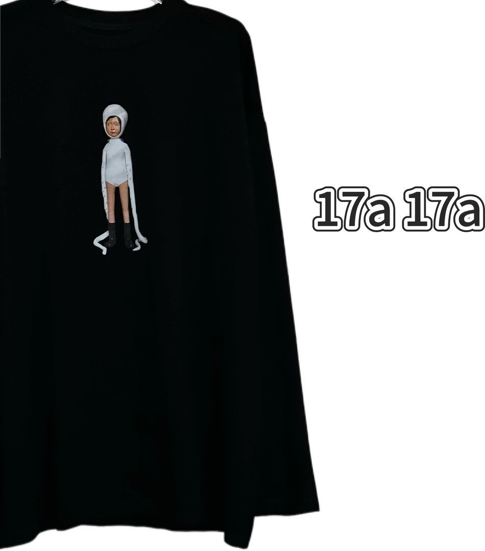 韩国定制2025春夏新款小众设计人像美式宽松休闲圆领长袖轻薄衣