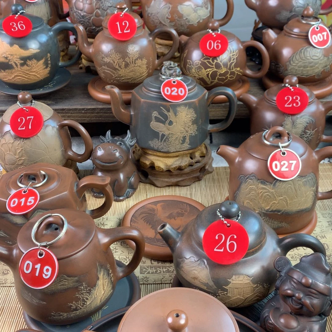 ༺**༻坭兴陶手工素壶汉瓦