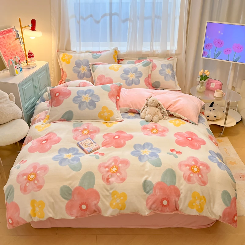 【沐梵家居】粉丝福利！牛奶绒四件套田园风冬季保暖套件——菲娜