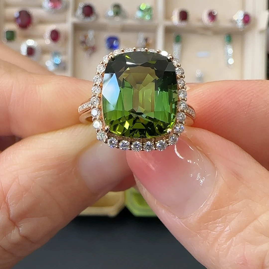 碧玺戒指18K金镶嵌6.94ct