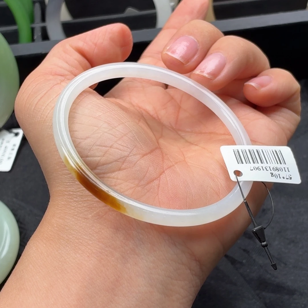 和田玉未镶嵌手镯糖白叮当61