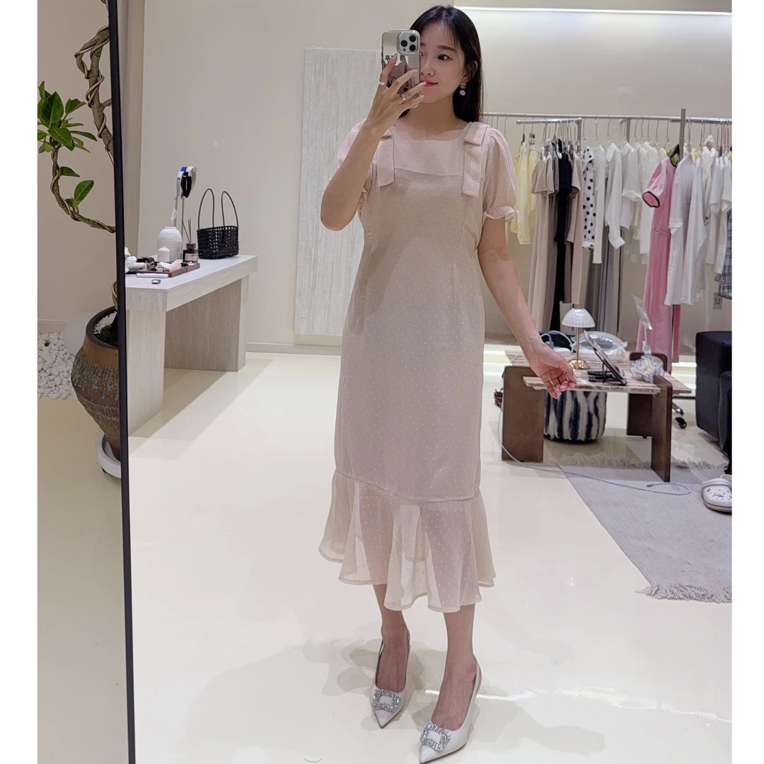 波点气质连衣裙땡땡이원피스