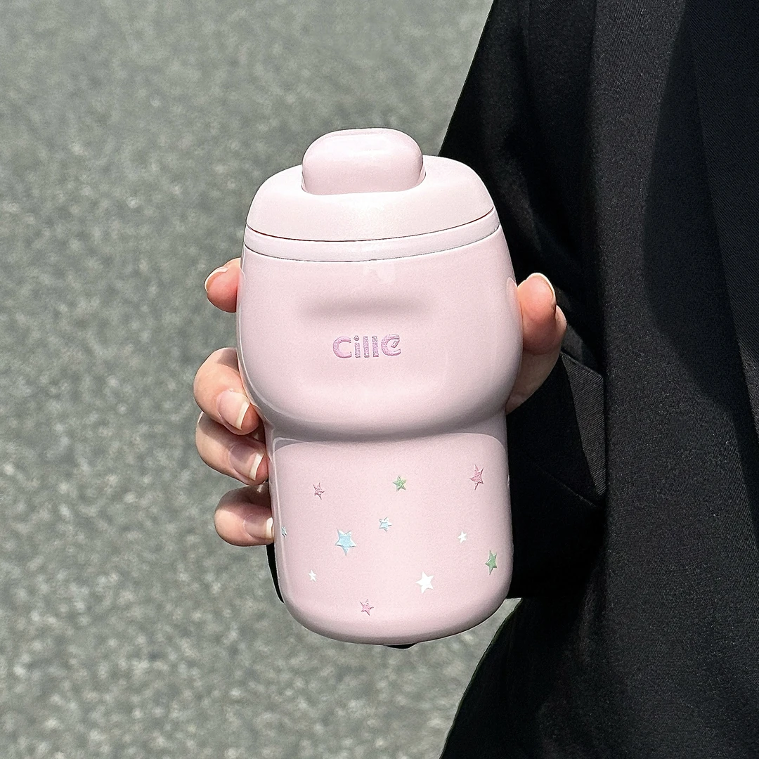 希乐保温杯女粉色2025新款高颜值陶瓷内胆小巧mini保冷直饮咖啡杯