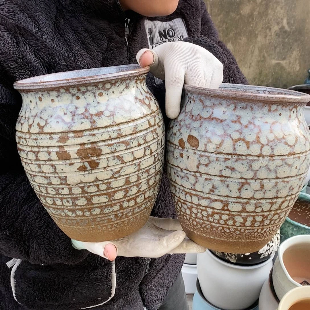 紫砂花盆瑕疵口17高21