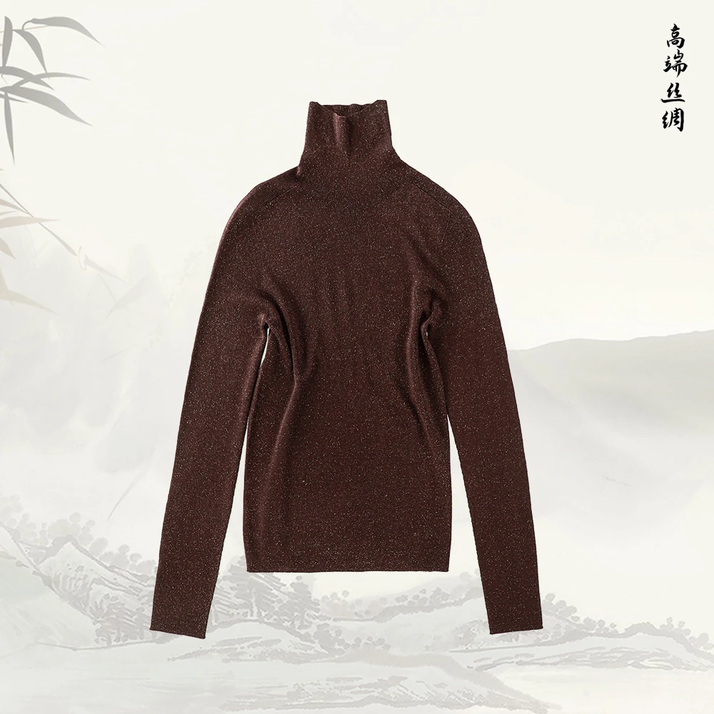 新款百搭休闲显瘦精纺金丝堆堆领打底毛衣上衣53313