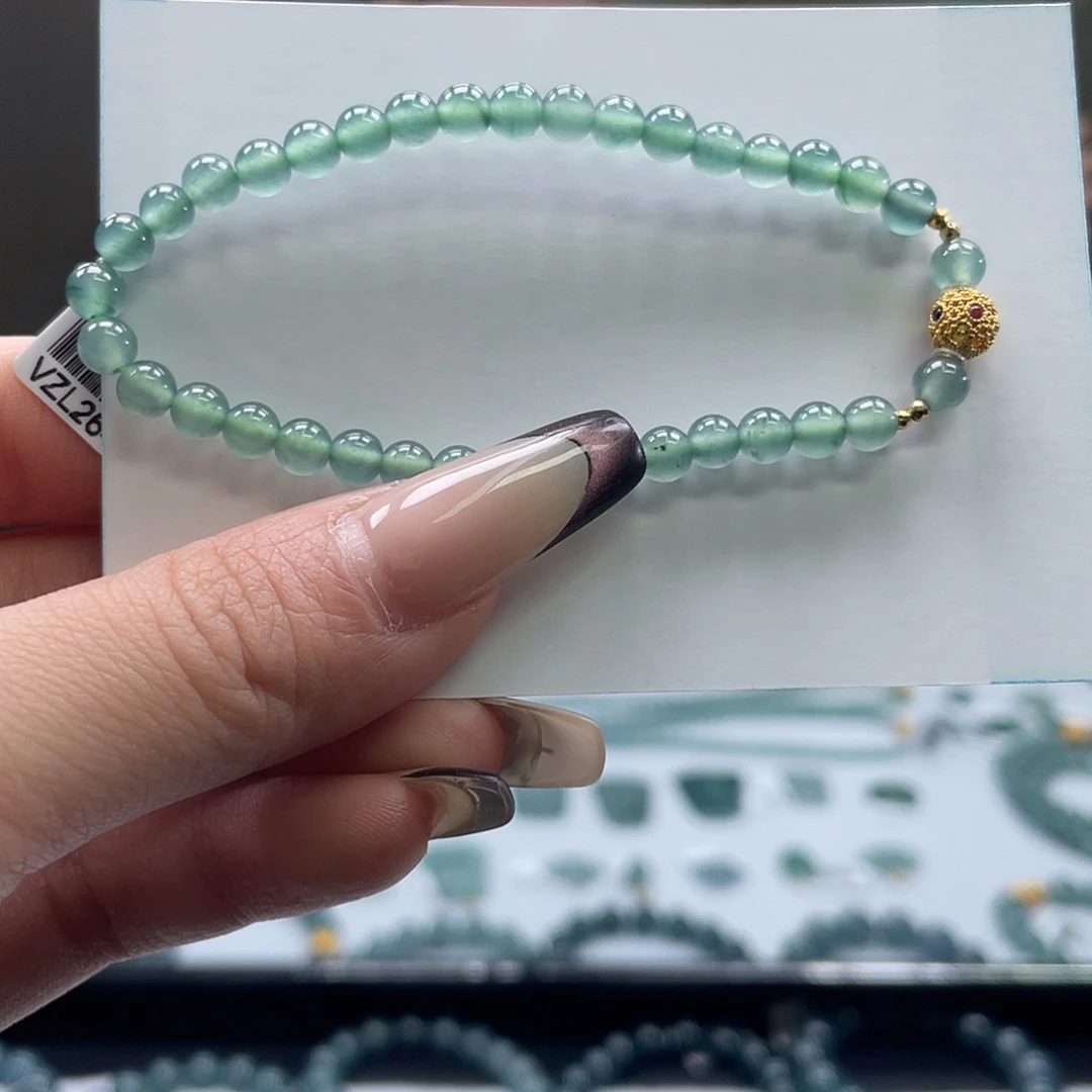 翡翠18K金镶嵌手链