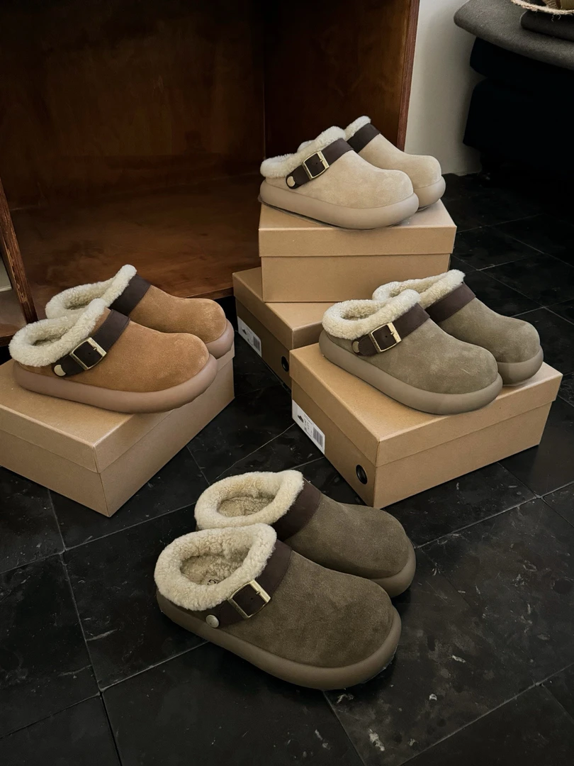 Meisan Magialer2025秋冬真皮羊毛新款软fufu厚底土豆三穿雪地靴