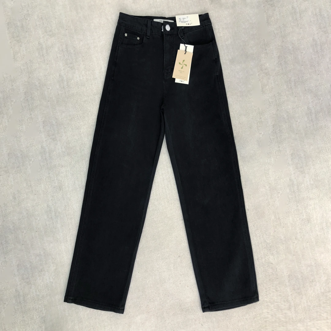 珠珠【801-1】代98 MWMA超爆裤王黑标黑色四面弹九分直筒牛仔裤~