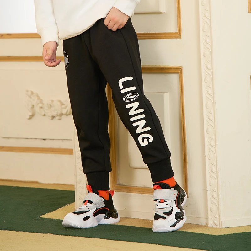 李宁童装男女小童运动生活系列加绒冬保暖运动裤束脚YKLR415-B品