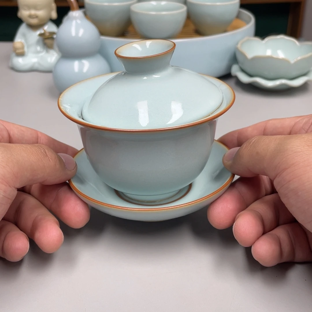 瓷天青色瑕张君老师西施壶