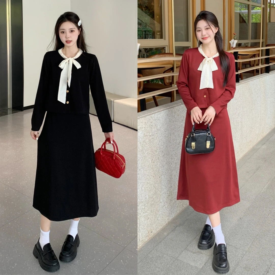 大码女装胖MM秋款外套+吊带裙两件套装5002