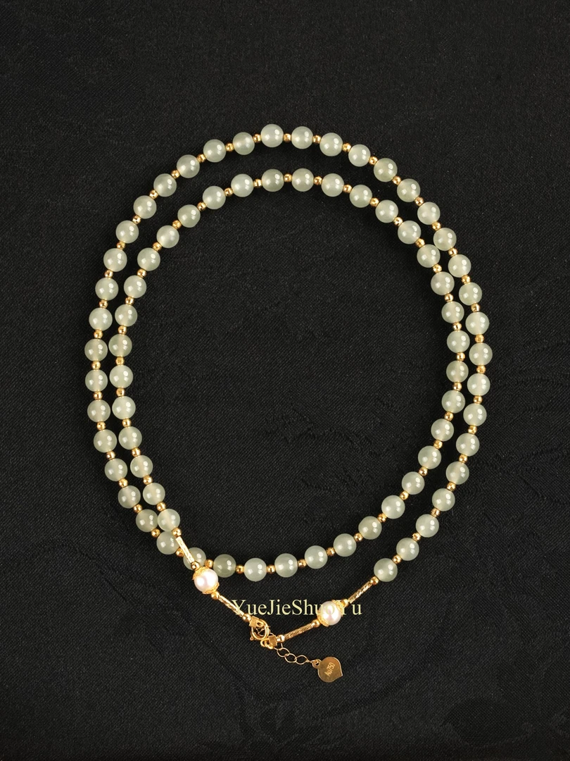 【璀璨千金】和田玉项链18k金+高冰+珍珠+设计款项链 多样性发一件