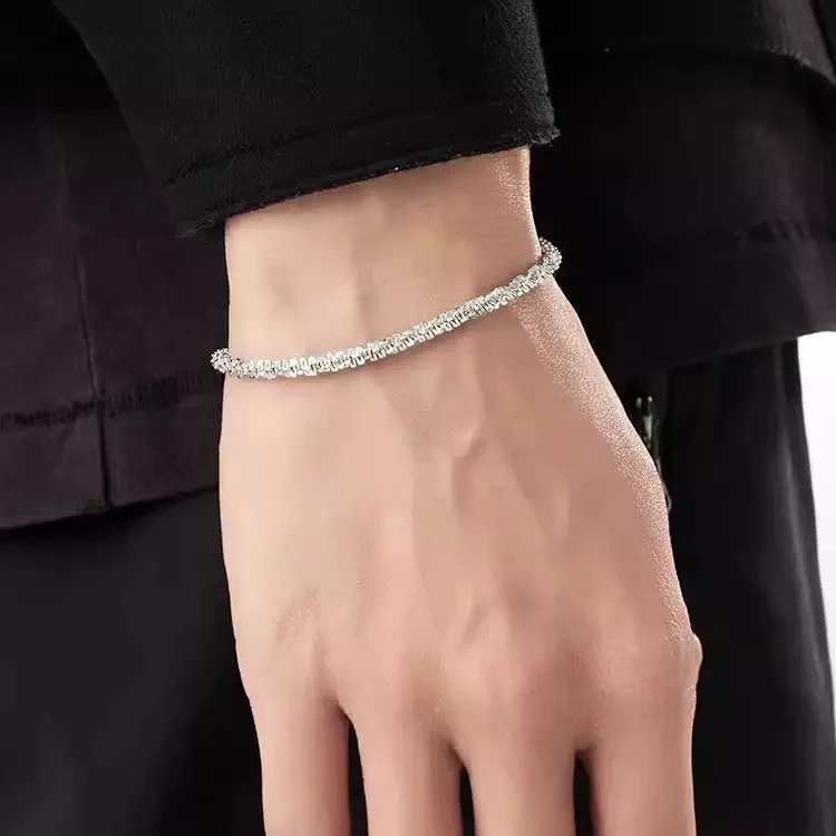 非金属合成锆石手链 原创设计百搭925银日韩男民族风轻奢手链