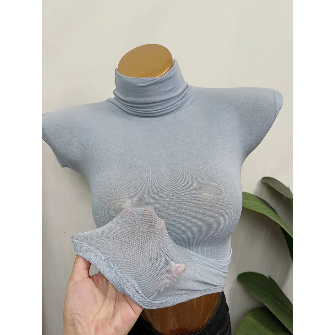 真心舒服好穿！韩国ins半高领无袖背心女薄款带透打底T恤上衣2023