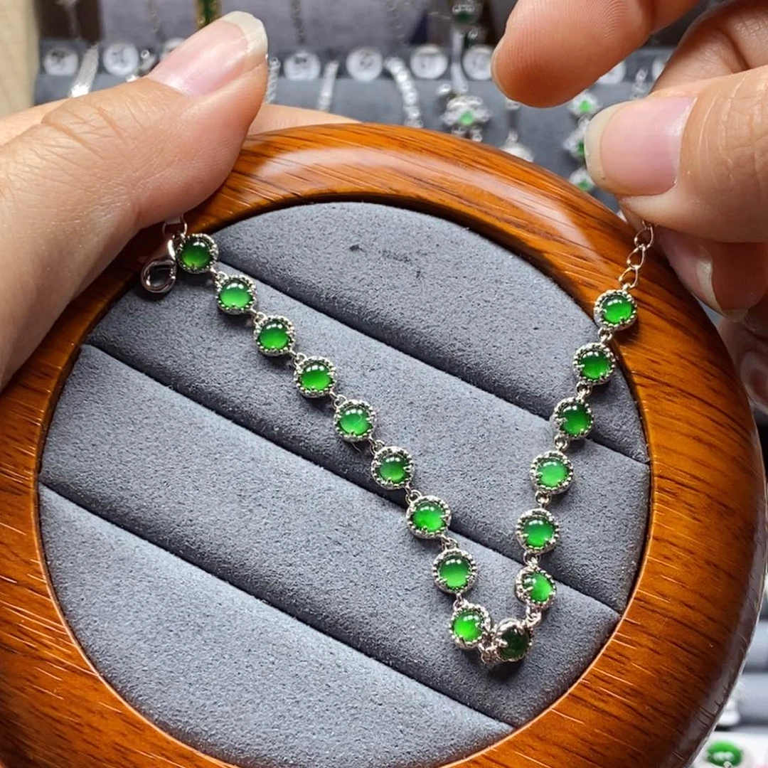 翡翠颈饰银S925镶嵌赵*@翡翠手链