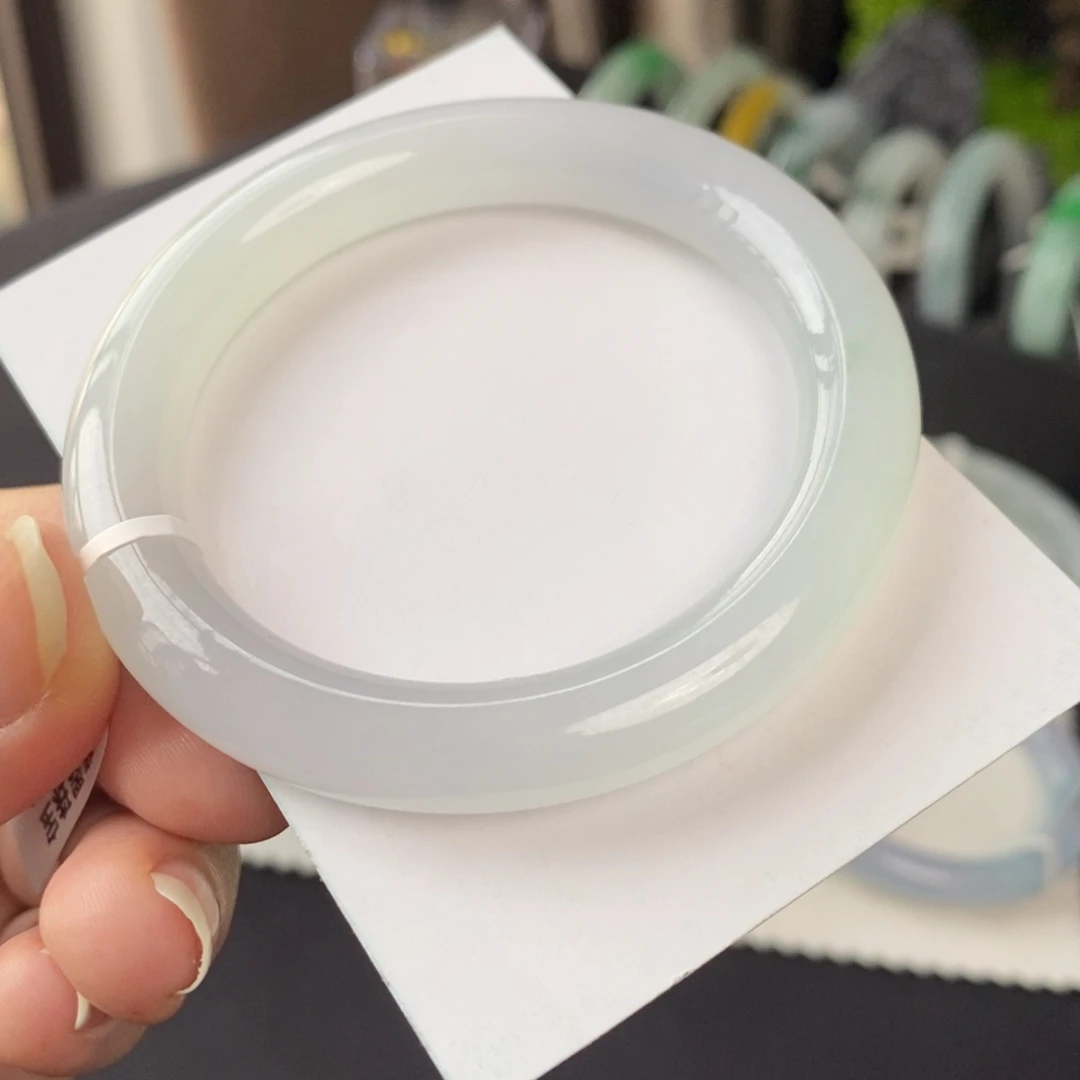 翡翠未镶嵌手镯冰晴51.4