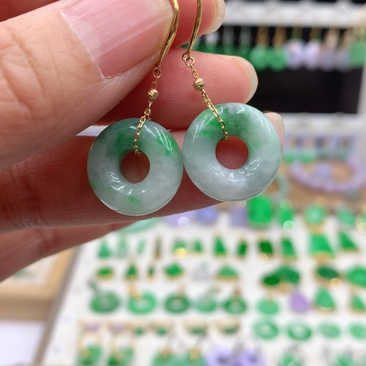 翡翠18K金镶嵌耳饰