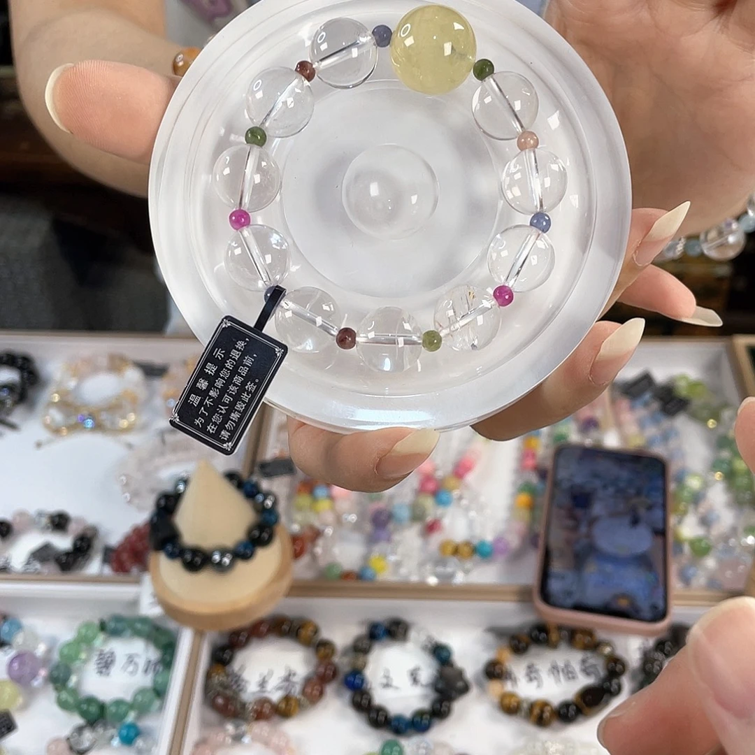 水晶手链银S925镀金镶嵌