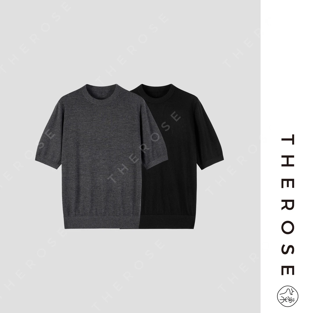 之柔【镜头故事】18针精纺羊绒针织百搭T恤衫舒适轻薄透气圆领短袖