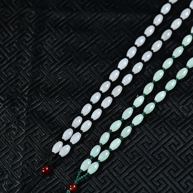 缅甸翡翠卡5米粒编织款精美时尚百搭珠链挂脖纯手工配绳拍一发一