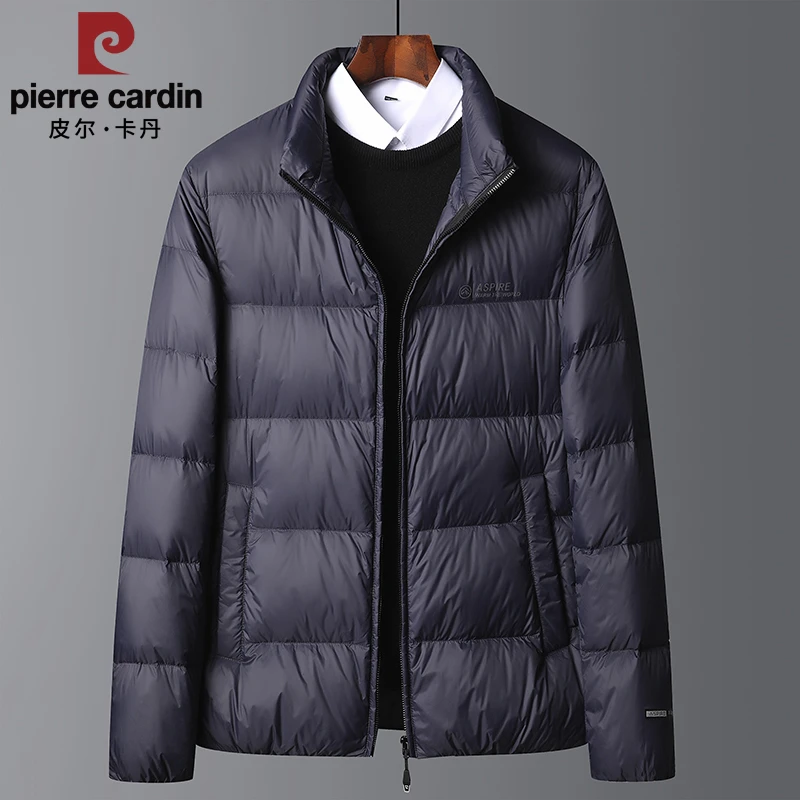 皮尔卡丹【总裁联名款】冬季高端男士白鸭绒立领羽绒服轻薄款面包服