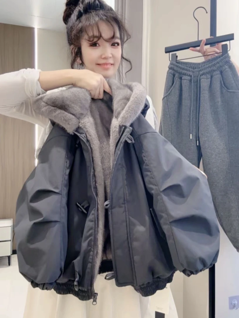 儿童加厚棉服2025冬季新款中大男女童韩版时尚连帽休闲外套