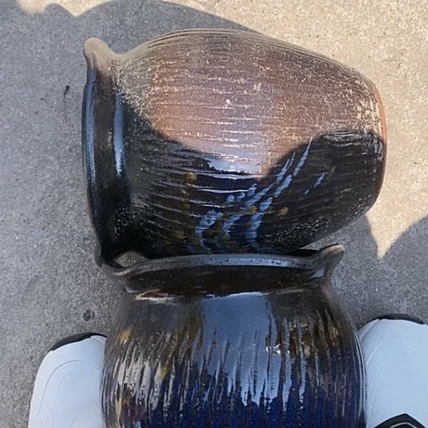 【闪购商品】紫砂花盆高21口18一对