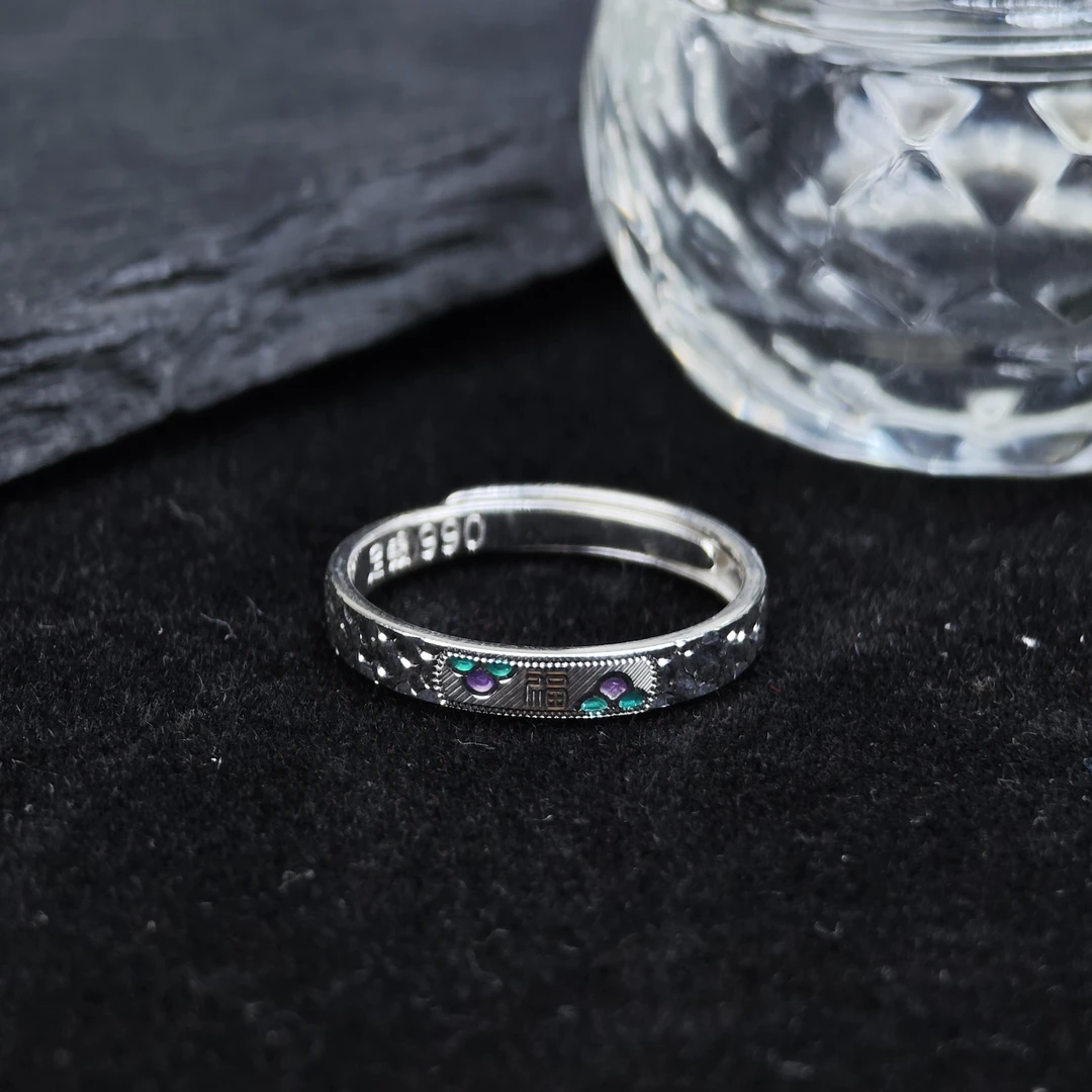 足银珐琅银制品 【铭记珠宝】足银戒指3-2DM249H122